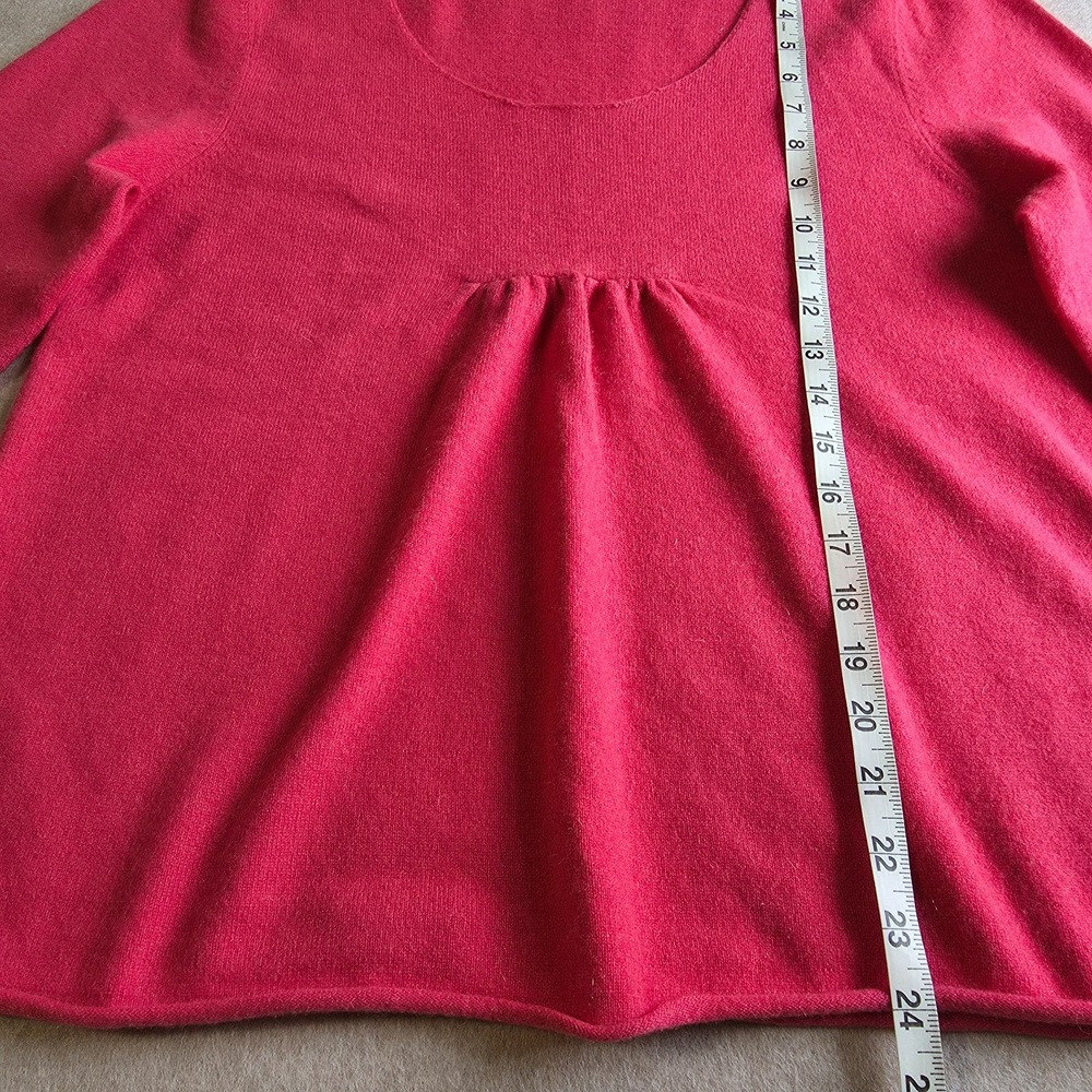 Garnet Hill 100% Cashmere Babydoll Sweater Sz L Pink Roll Hem Soft Girl Coquette - Picture 10 of 14
